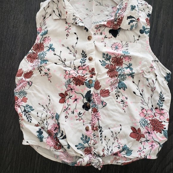 H & M girls crop tie vest, floral, size 14 - Picture 2 of 2